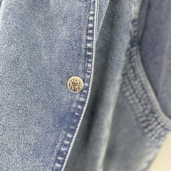 Vtg Side Roll Studded Embroidered Jacket Denim Studded Pocket Button One Sz Flaw - Picture 4 of 16